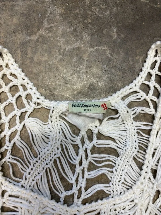 Vintage White Crochet Lace Fairycore Tunic Cover Up Boho Festival S/M - Picture 3 of 6